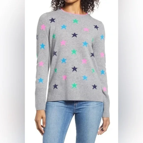 Halogen Cashmere Star Print Colorful Sweater - Picture 2 of 8